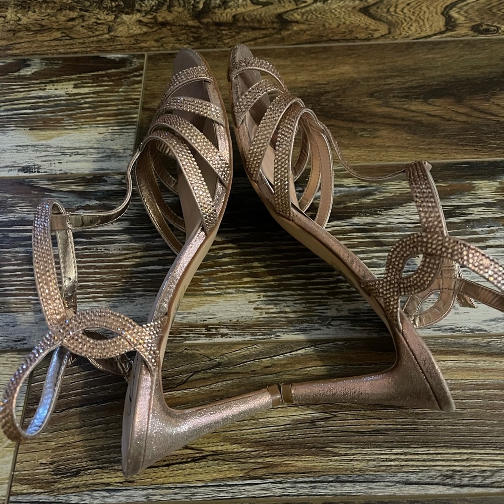 Beautiful Rose Gold Rhinestone Strap Heels - Picture 4 of 5